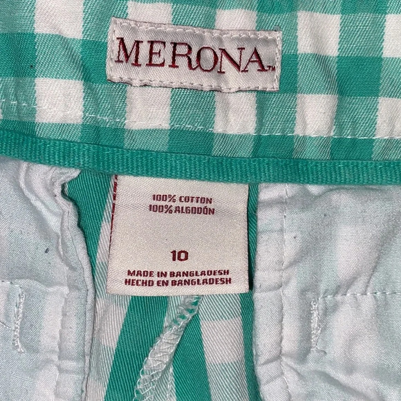 Merona green checkered chino shorts size 10 - Picture 4 of 4